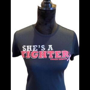 Under Armour T Shirt Size XS Top Womens  Dry Fit Black Breast Cancer Shirt